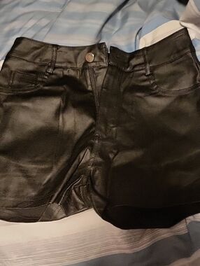 Black Faux Leather Women’s Shorts